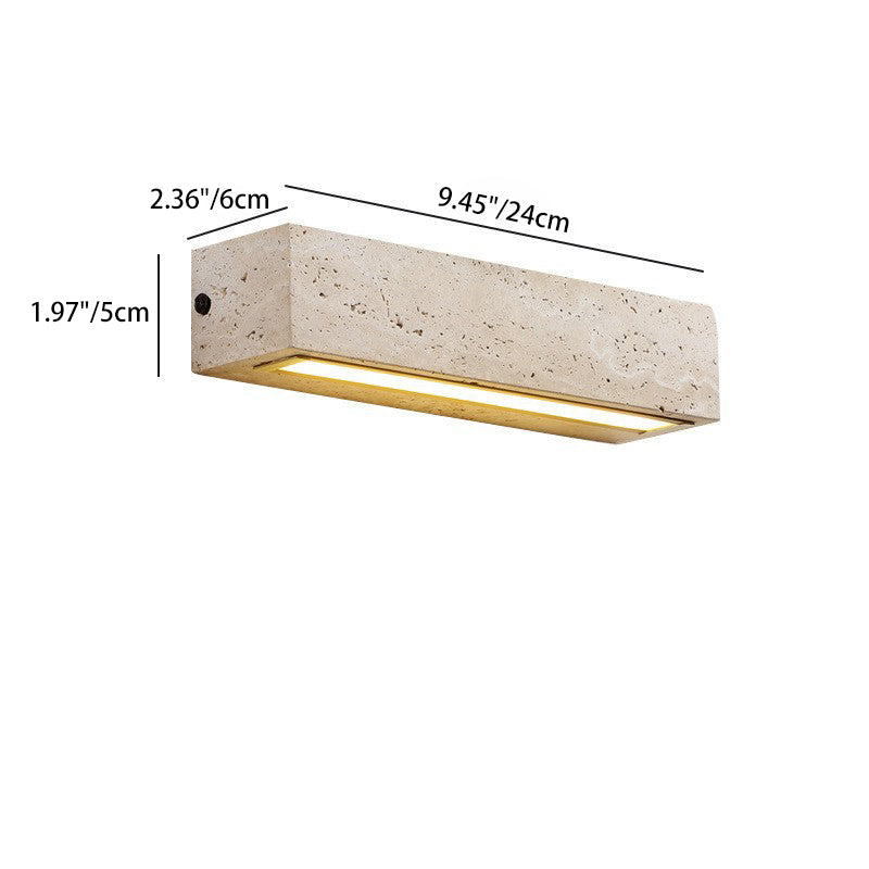 Traditional Rustic Rectangle Cube Yellow Travertine LED Wall Sconce Lamp For Bedroom