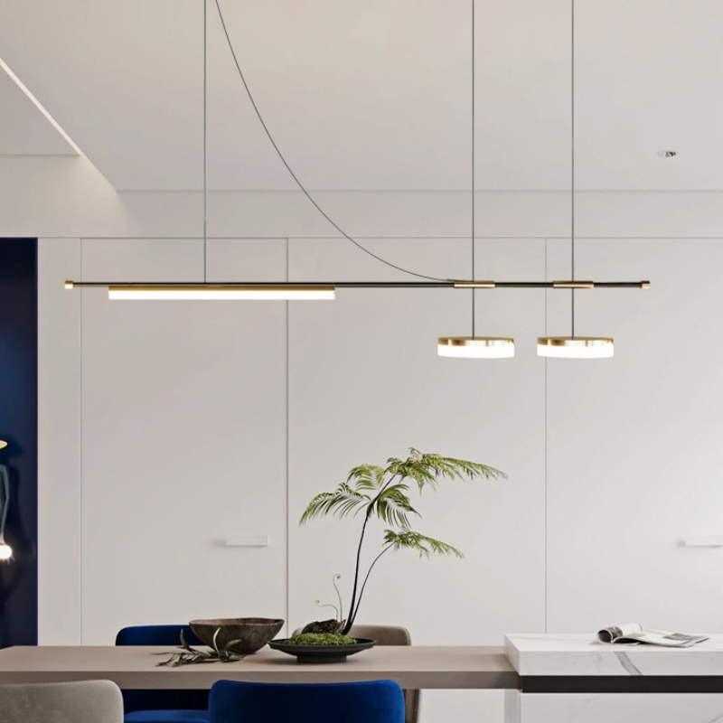 Moderne Schlichtheit Aluminium Eisen LED Kronleuchter Insel Licht für Esszimmer 