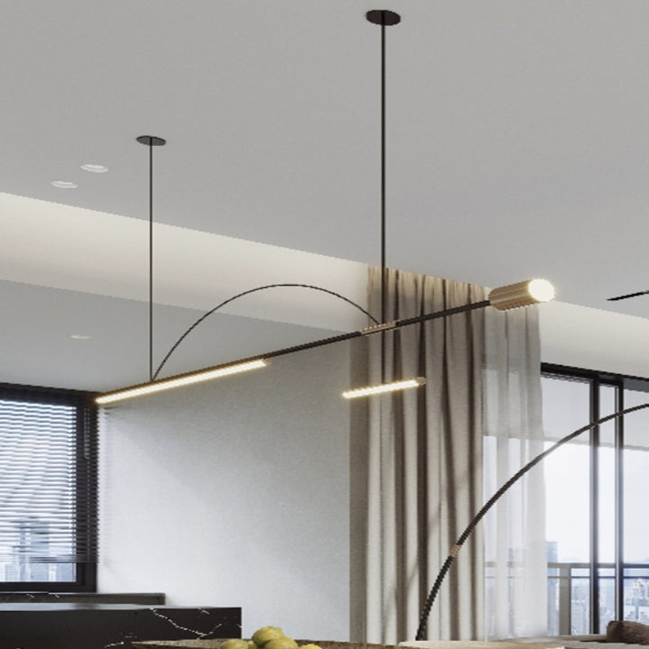 Moderne Schlichtheit Aluminium Eisen LED Kronleuchter Insel Licht für Esszimmer 