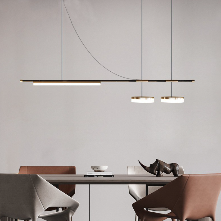 Moderne Schlichtheit Aluminium Eisen LED Kronleuchter Insel Licht für Esszimmer 