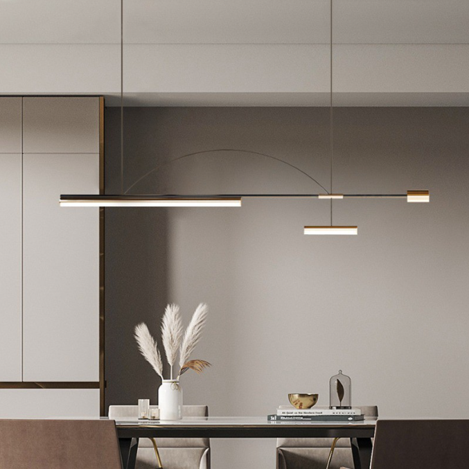 Moderne Schlichtheit Aluminium Eisen LED Kronleuchter Insel Licht für Esszimmer 