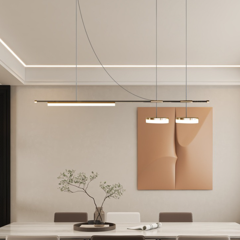 Moderne Schlichtheit Aluminium Eisen LED Kronleuchter Insel Licht für Esszimmer 