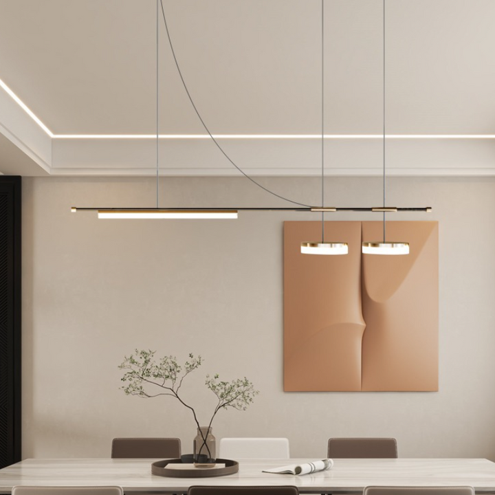 Moderne Schlichtheit Aluminium Eisen LED Kronleuchter Insel Licht für Esszimmer 