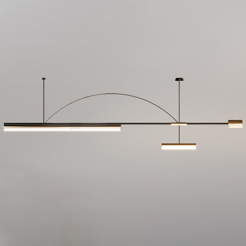 Moderne Schlichtheit Aluminium Eisen LED Kronleuchter Insel Licht für Esszimmer 