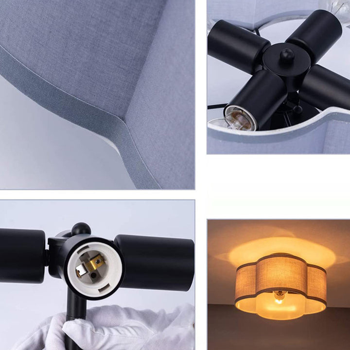 Zeitgenössische Schlichtheit Stoff Eisen Hardware 4 - Licht Semi-Flush Mount Licht für Wohnzimmer 