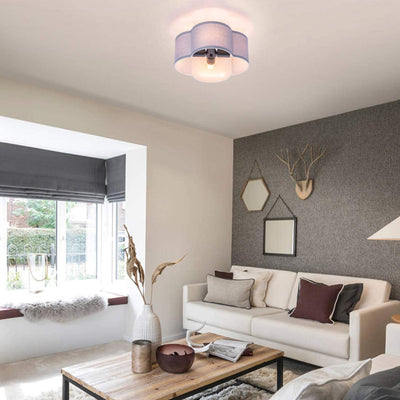 Contemporary Simplicity Fabric Iron Hardware 4 - Light Semi-Flush Mount Light For Living Room