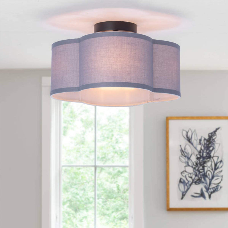 Contemporary Simplicity Fabric Iron Hardware 4 - Light Semi-Flush Mount Light For Living Room