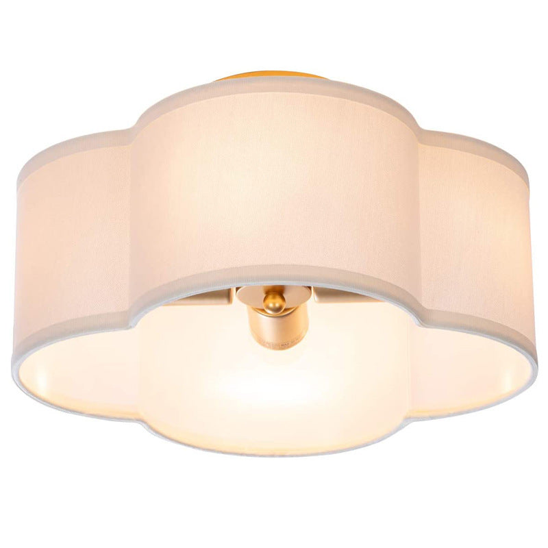 Contemporary Simplicity Fabric Iron Hardware 4 - Light Semi-Flush Mount Light For Living Room