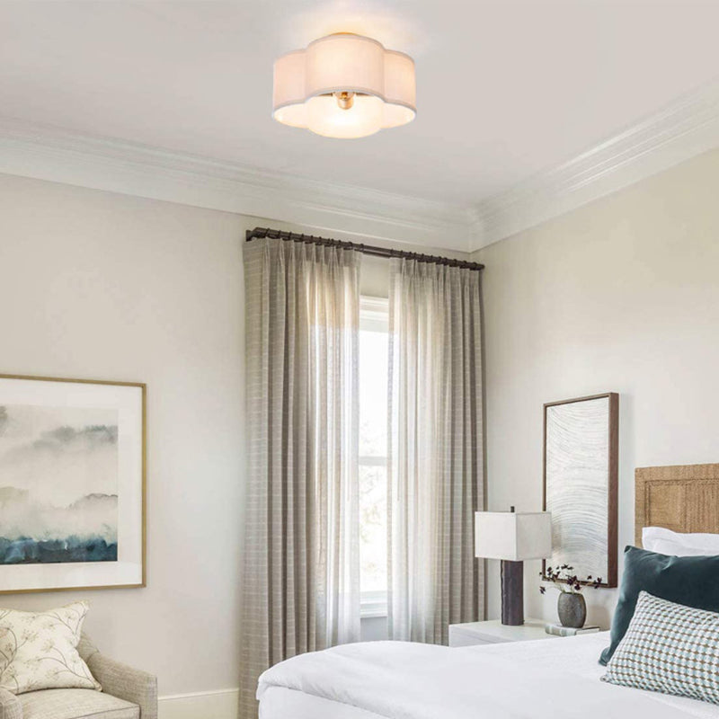 Zeitgenössische Schlichtheit Stoff Eisen Hardware 4 - Licht Semi-Flush Mount Licht für Wohnzimmer 