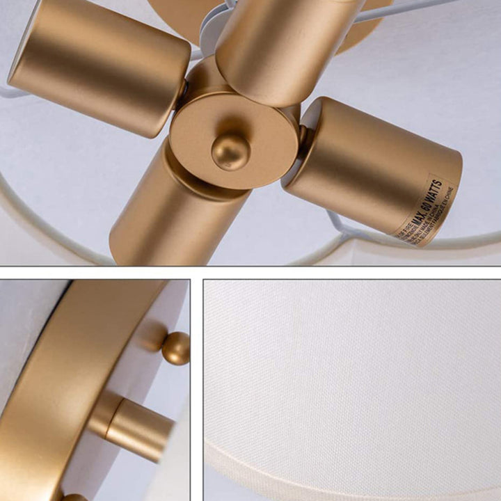 Zeitgenössische Schlichtheit Stoff Eisen Hardware 4 - Licht Semi-Flush Mount Licht für Wohnzimmer 