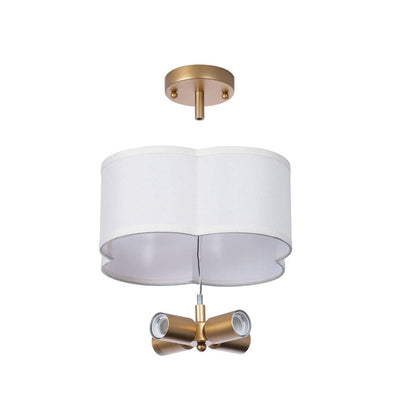 Contemporary Simplicity Fabric Iron Hardware 4 - Light Semi-Flush Mount Light For Living Room