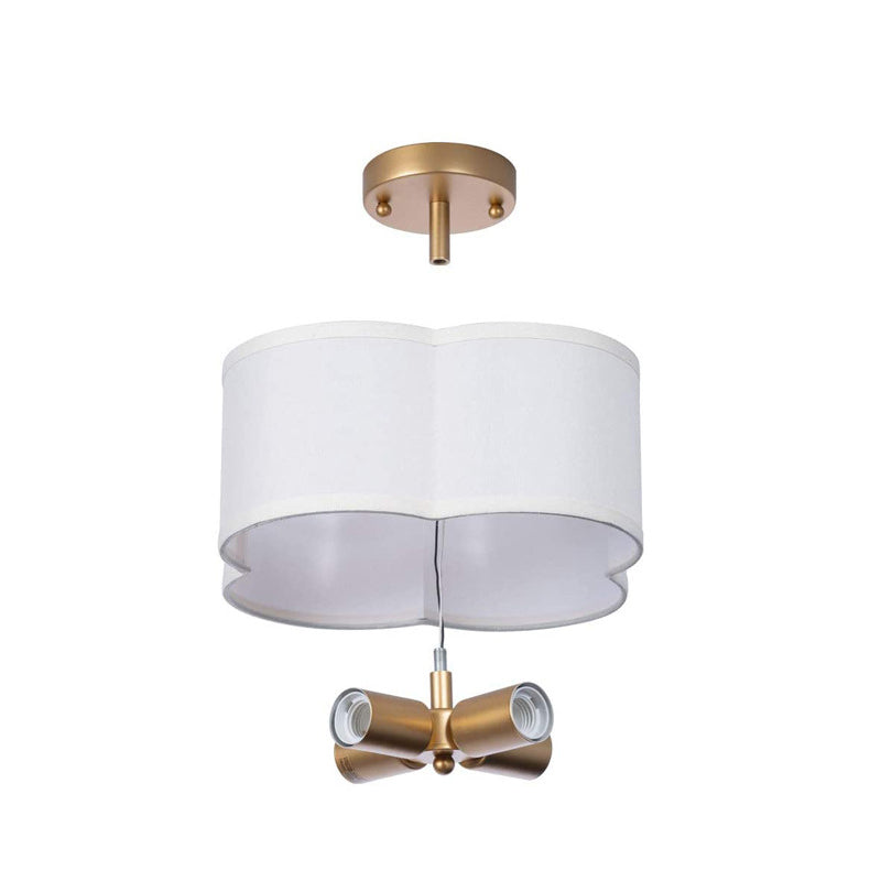 Contemporary Simplicity Fabric Iron Hardware 4 - Light Semi-Flush Mount Light For Living Room