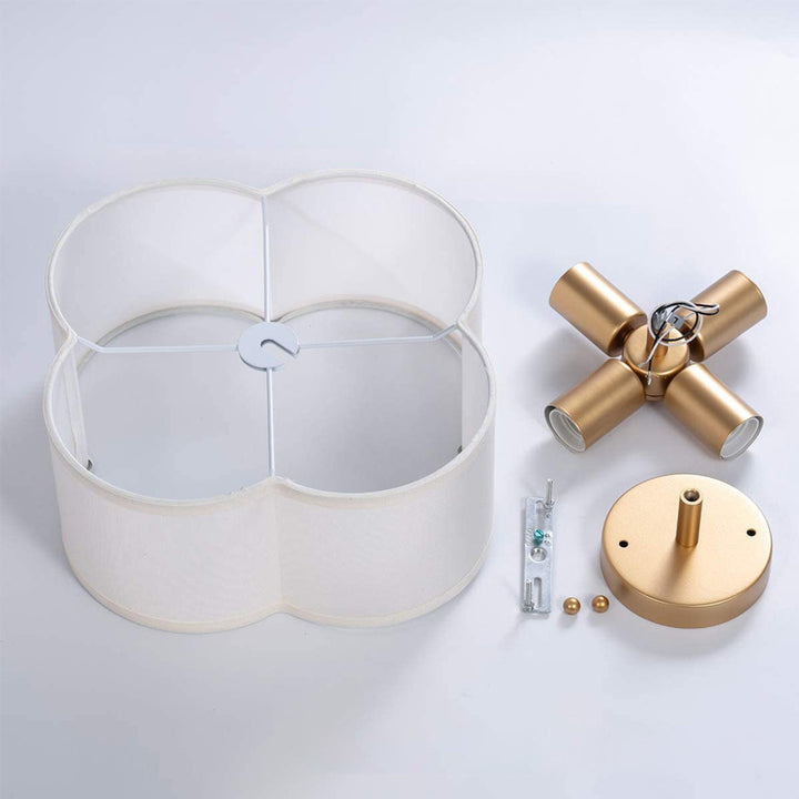 Zeitgenössische Schlichtheit Stoff Eisen Hardware 4 - Licht Semi-Flush Mount Licht für Wohnzimmer 