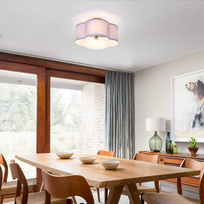Contemporary Simplicity Fabric Iron Hardware 4 - Light Semi-Flush Mount Light For Living Room