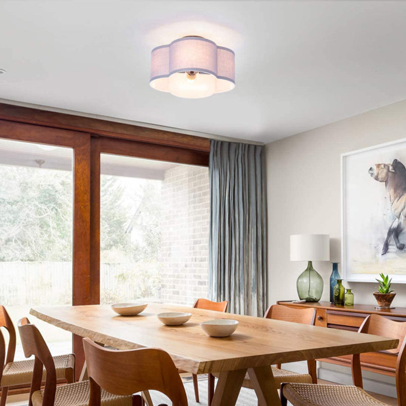 Contemporary Simplicity Fabric Iron Hardware 4 - Light Semi-Flush Mount Light For Living Room