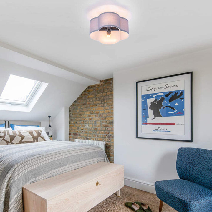 Zeitgenössische Schlichtheit Stoff Eisen Hardware 4 - Licht Semi-Flush Mount Licht für Wohnzimmer 