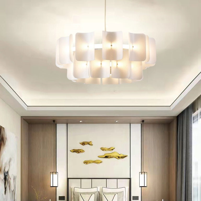 Lustres LED en acrylique et aluminium japonais traditionnels pour le salon 