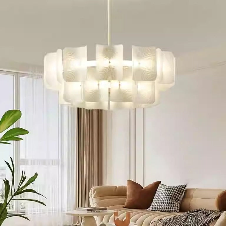 Lustres LED en acrylique et aluminium japonais traditionnels pour le salon 