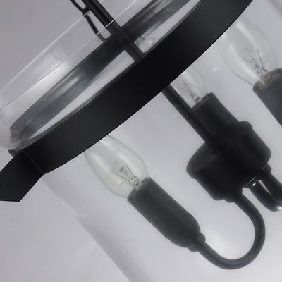 Traditionelle rustikale halbkreisförmige Eimer Eisen Glas 3 - Licht Pendelleuchte für Esszimmer 