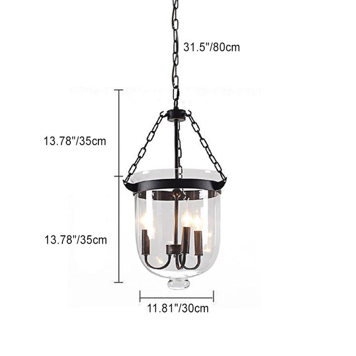Traditionelle rustikale halbkreisförmige Eimer Eisen Glas 3 - Licht Pendelleuchte für Esszimmer 