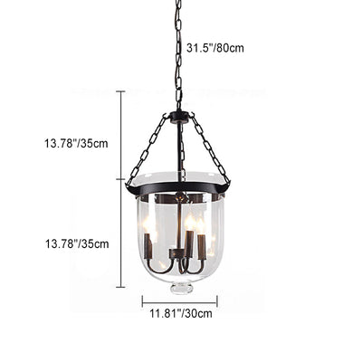 Traditionelle rustikale halbkreisförmige Eimer Eisen Glas 3 - Licht Pendelleuchte für Esszimmer 