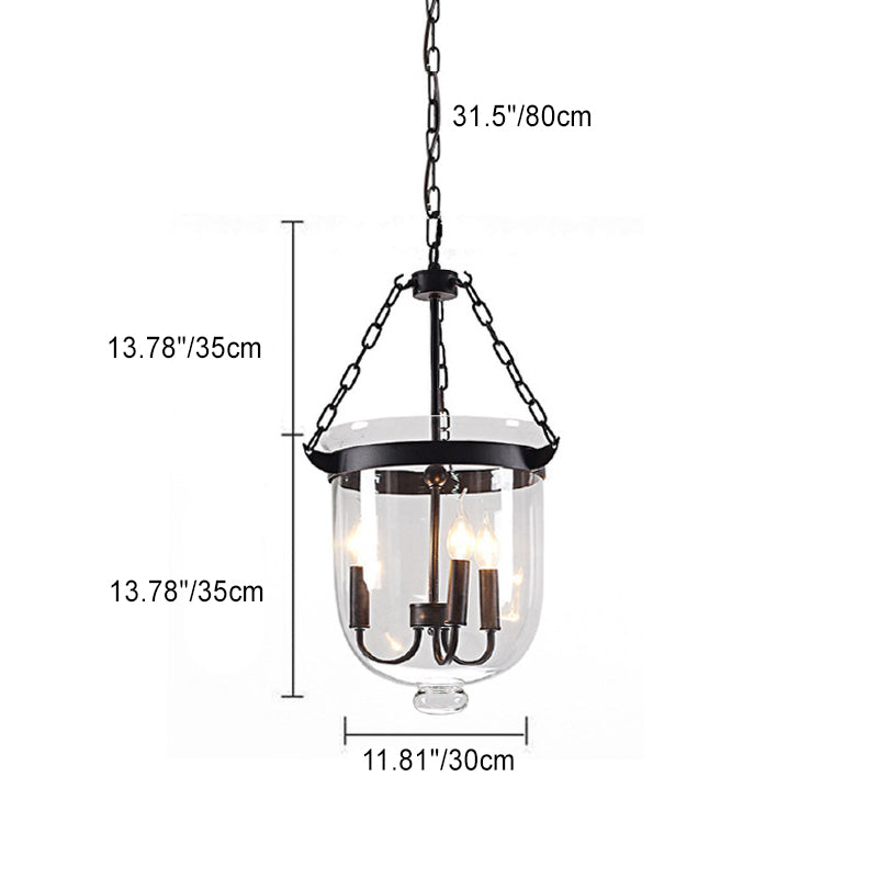 Traditionelle rustikale halbkreisförmige Eimer Eisen Glas 3 - Licht Pendelleuchte für Esszimmer 