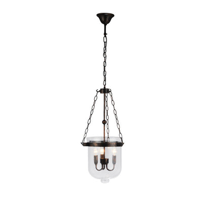 Traditionelle rustikale halbkreisförmige Eimer Eisen Glas 3 - Licht Pendelleuchte für Esszimmer 