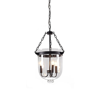 Traditionelle rustikale halbkreisförmige Eimer Eisen Glas 3 - Licht Pendelleuchte für Esszimmer 