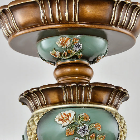 Traditionelles europäisches Blumenmuster Blütenblattform Harz Eisen Glas 3/6/8/10 - Lichtkronleuchter für Wohnzimmer 