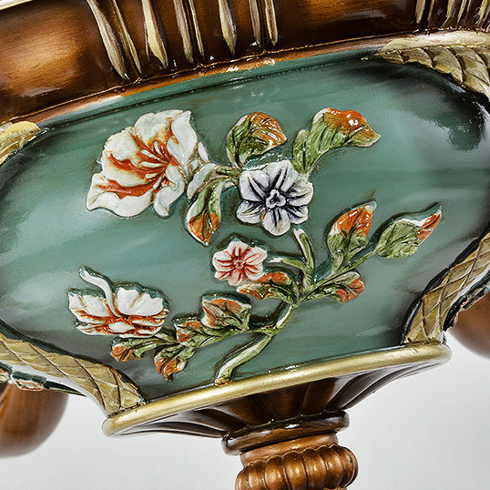 Traditionelles europäisches Blumenmuster Blütenblattform Harz Eisen Glas 3/6/8/10 - Lichtkronleuchter für Wohnzimmer 