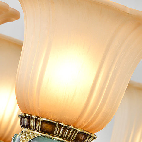 Traditional European Flower Pattern Petal Shape Resin Iron Glass 3/6/8/10 - Light Chandeliers For Living Room