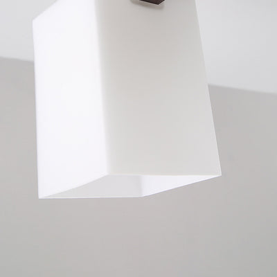 Modern Simplicity Square Acrylic Rubber Wood 4/6/8 - Light Semi-Flush Mount Ceiling Light For Living Room