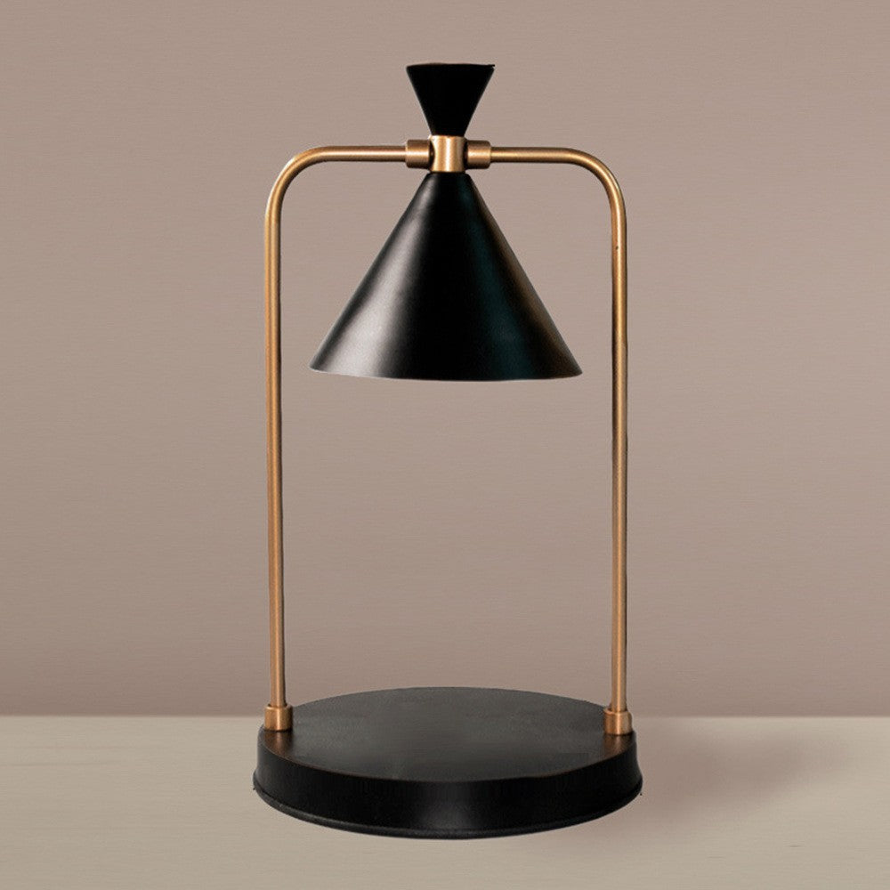 Lampe de table contemporaine rétro à abat-jour en cône de fer et base en acier à 1 lumière effet cire fondue pour chambre 