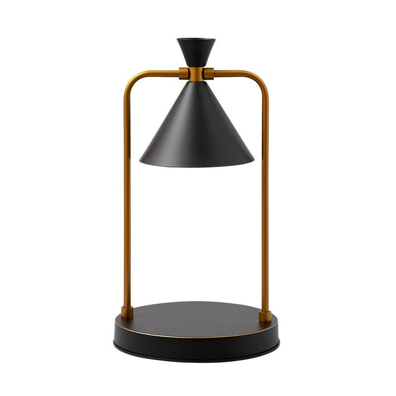 Lampe de table contemporaine rétro à abat-jour en cône de fer et base en acier à 1 lumière effet cire fondue pour chambre 