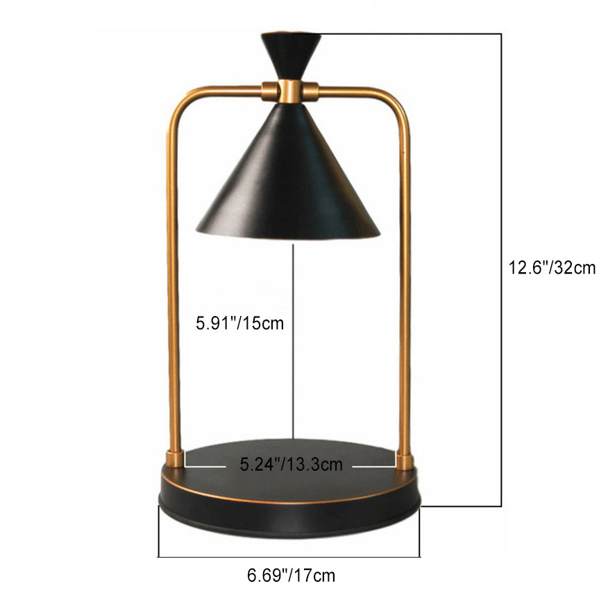 Lampe de table contemporaine rétro à abat-jour en cône de fer et base en acier à 1 lumière effet cire fondue pour chambre 