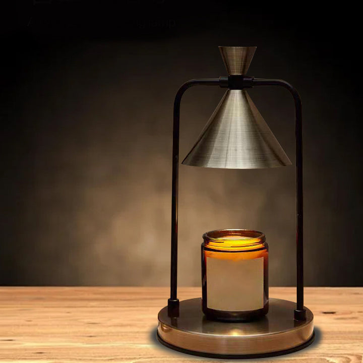 Lampe de table contemporaine rétro à abat-jour en cône de fer et base en acier à 1 lumière effet cire fondue pour chambre 