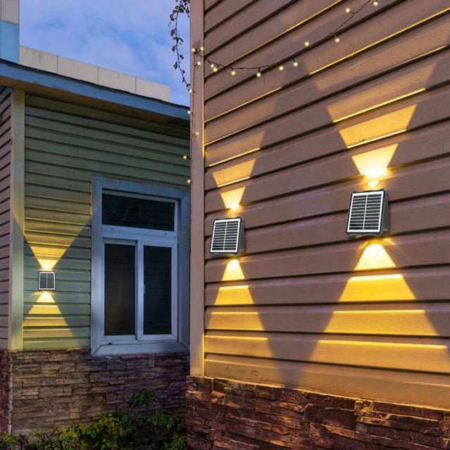 Moderne Einfachheit Solar Wasserdichte Rechteckige Silikon ABS LED Außenwandleuchte Für Außenbereich Terrasse 