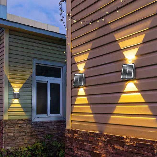 Moderne Einfachheit Solar Wasserdichte Rechteckige Silikon ABS LED Außenwandleuchte Für Außenbereich Terrasse 