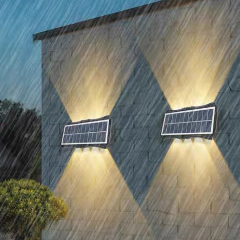Moderne Einfachheit Solar Wasserdichte Rechteckige Silikon ABS LED Außenwandleuchte Für Außenbereich Terrasse 