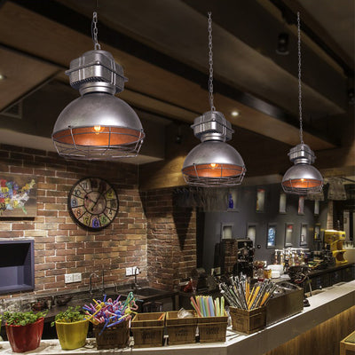Lustre suspendu en aluminium et acier inoxydable en demi-cercle industriel contemporain 1 lumière pour salle à manger 