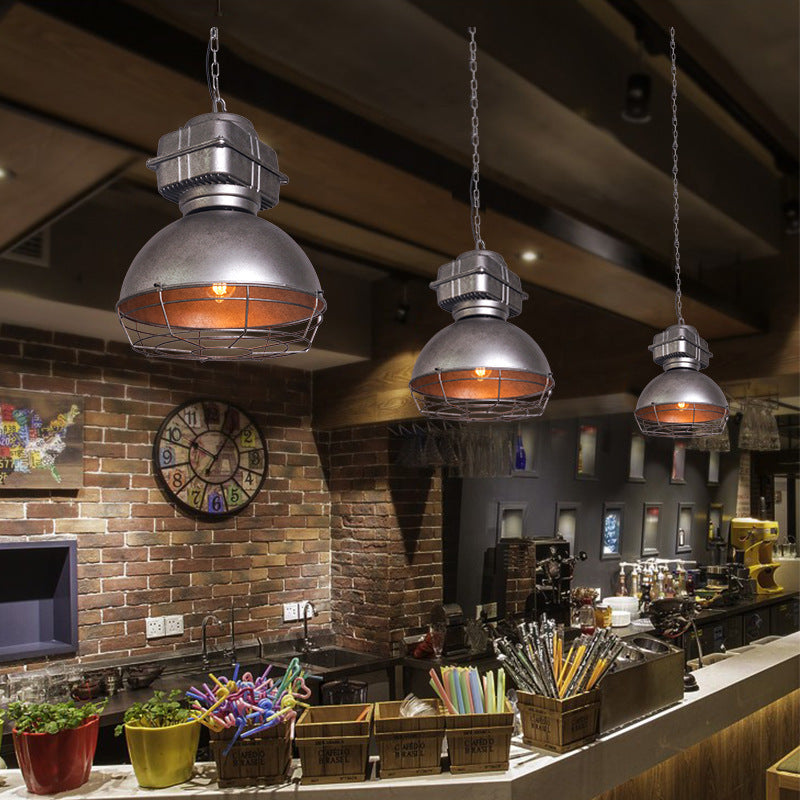 Lustre suspendu en aluminium et acier inoxydable en demi-cercle industriel contemporain 1 lumière pour salle à manger 