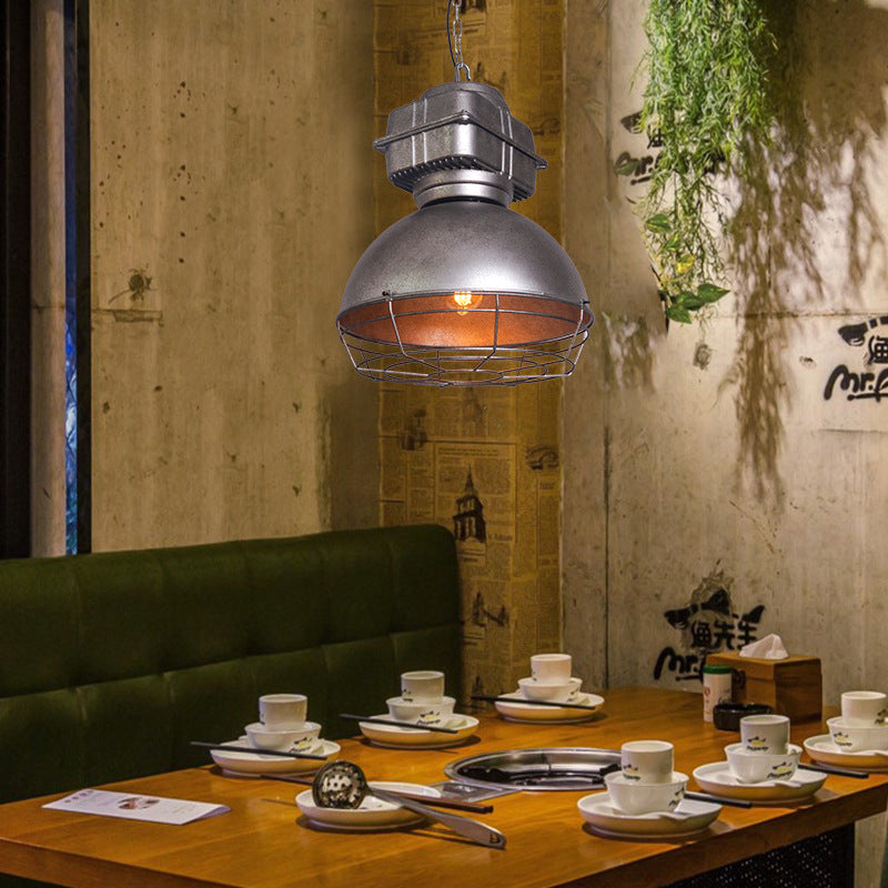 Lustre suspendu en aluminium et acier inoxydable en demi-cercle industriel contemporain 1 lumière pour salle à manger 