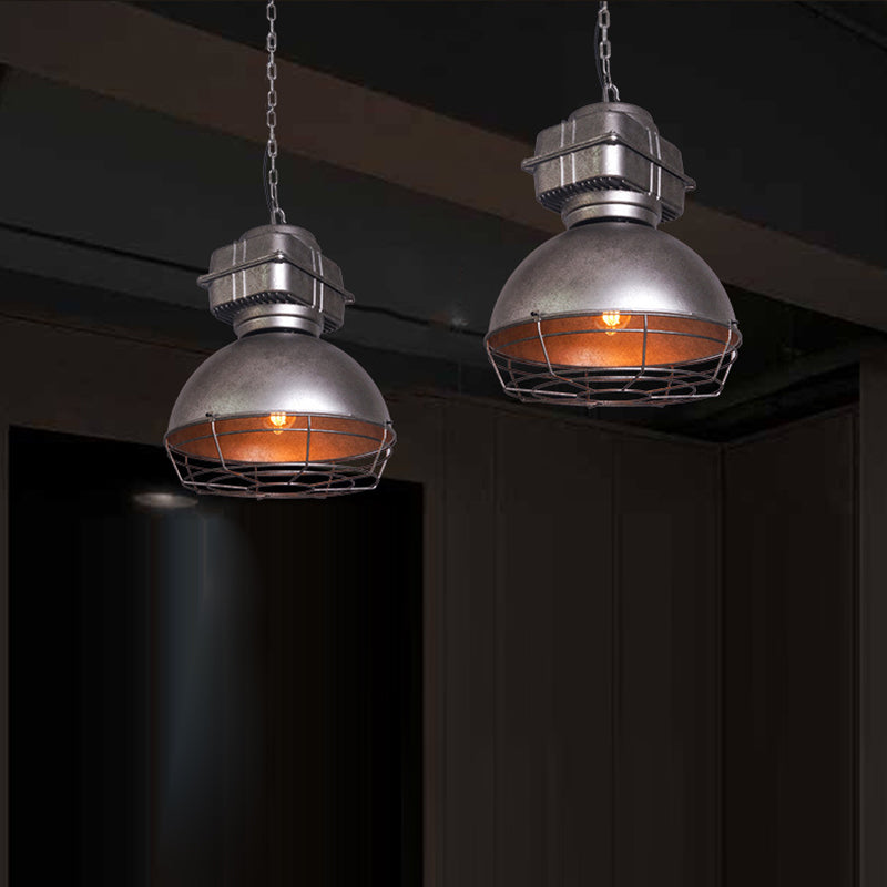 Lustre suspendu en aluminium et acier inoxydable en demi-cercle industriel contemporain 1 lumière pour salle à manger 