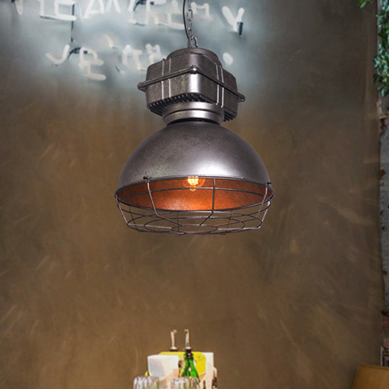 Lustre suspendu en aluminium et acier inoxydable en demi-cercle industriel contemporain 1 lumière pour salle à manger 