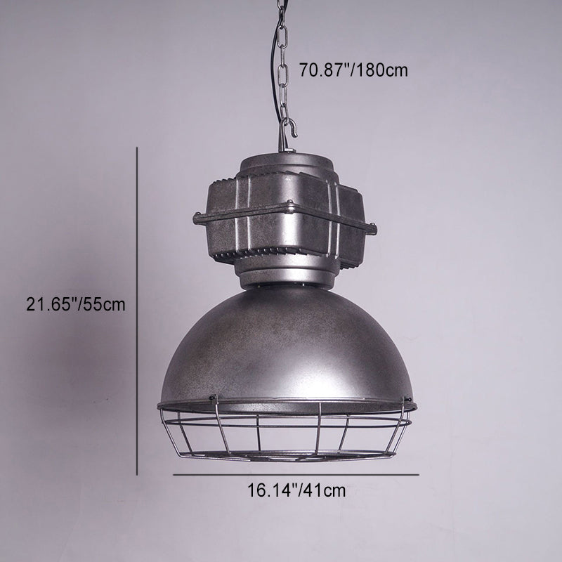 Lustre suspendu en aluminium et acier inoxydable en demi-cercle industriel contemporain 1 lumière pour salle à manger 