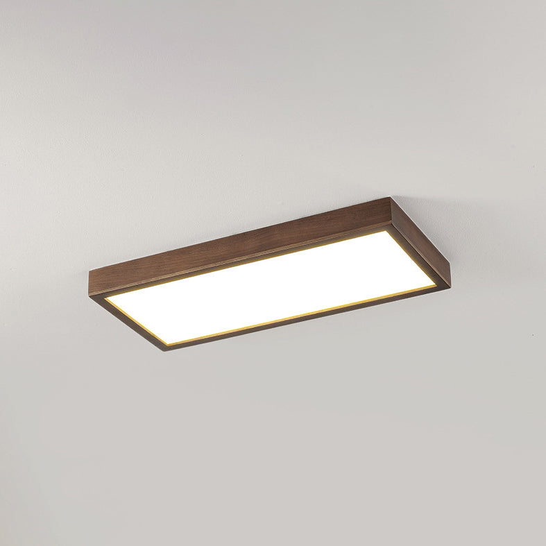 Luz de techo LED de montaje empotrado de bloques rectangulares retro contemporáneos de acrílico y nogal para sala de estar 