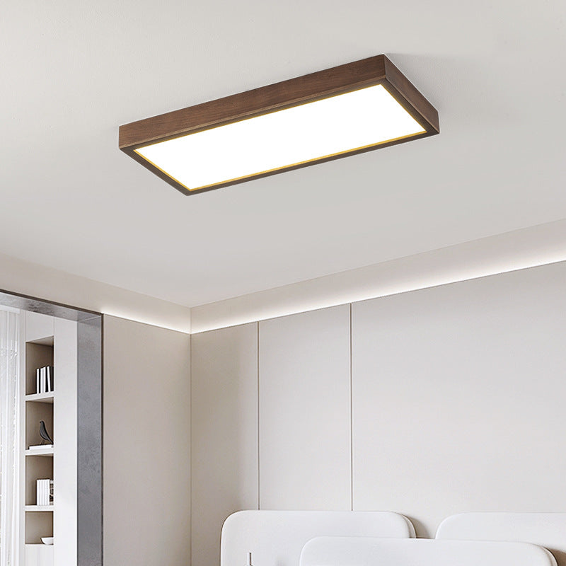 Luz de techo LED de montaje empotrado de bloques rectangulares retro contemporáneos de acrílico y nogal para sala de estar 