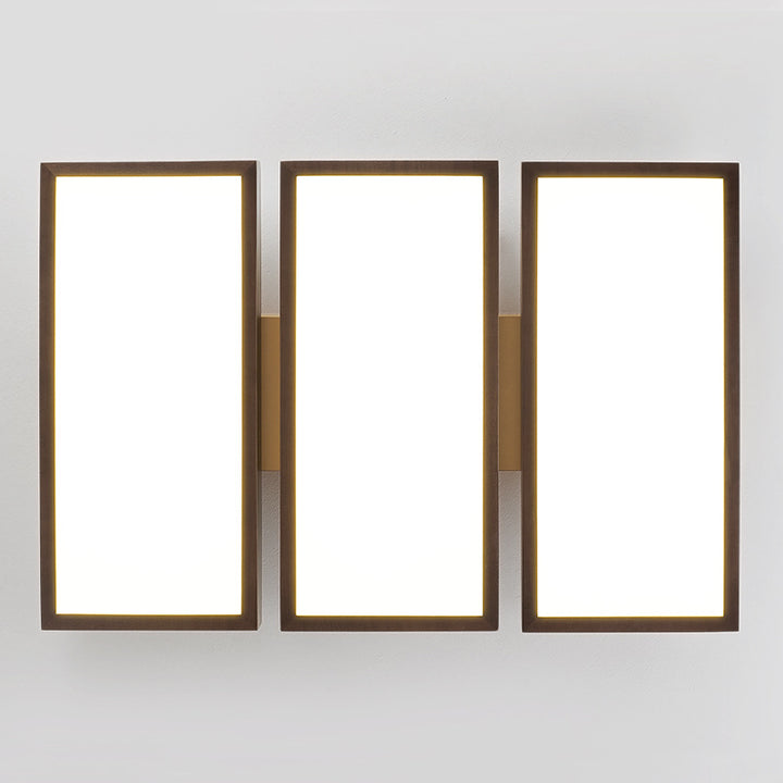 Contemporary Retro Rectangle Blocks Acrylic Walnut LED Flush Mount Ceiling Light For Living Room