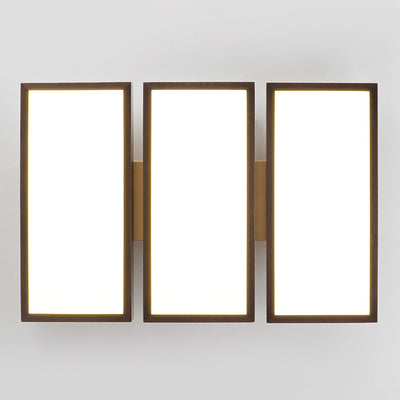 Luz de techo LED de montaje empotrado de bloques rectangulares retro contemporáneos de acrílico y nogal para sala de estar 