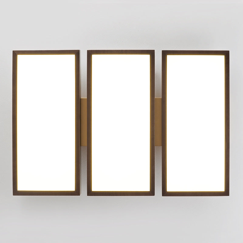 Luz de techo LED de montaje empotrado de bloques rectangulares retro contemporáneos de acrílico y nogal para sala de estar 